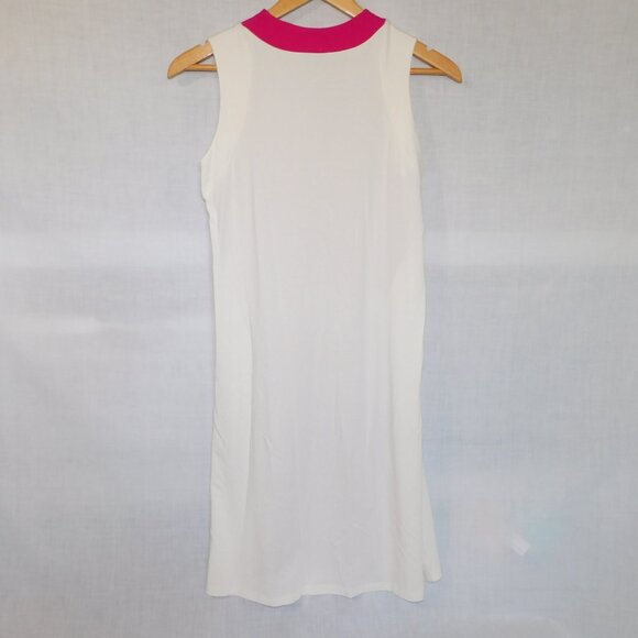 Miik Womens S Fuchsia Pink White Sleeveless A Line Swing Dress Bamboo - Picture 6 of 9